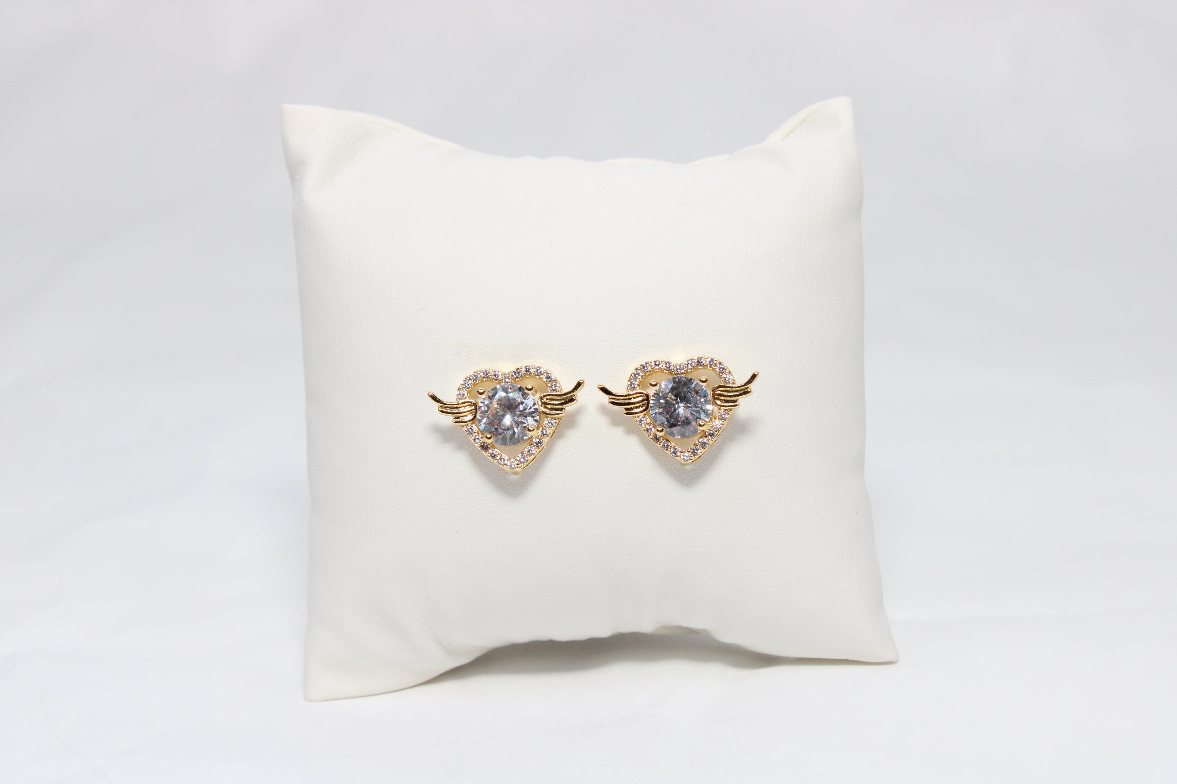 Angel Heart Sparkle Studs | 18K Gold-Filled Winged Heart Earrings | Stainless Steel