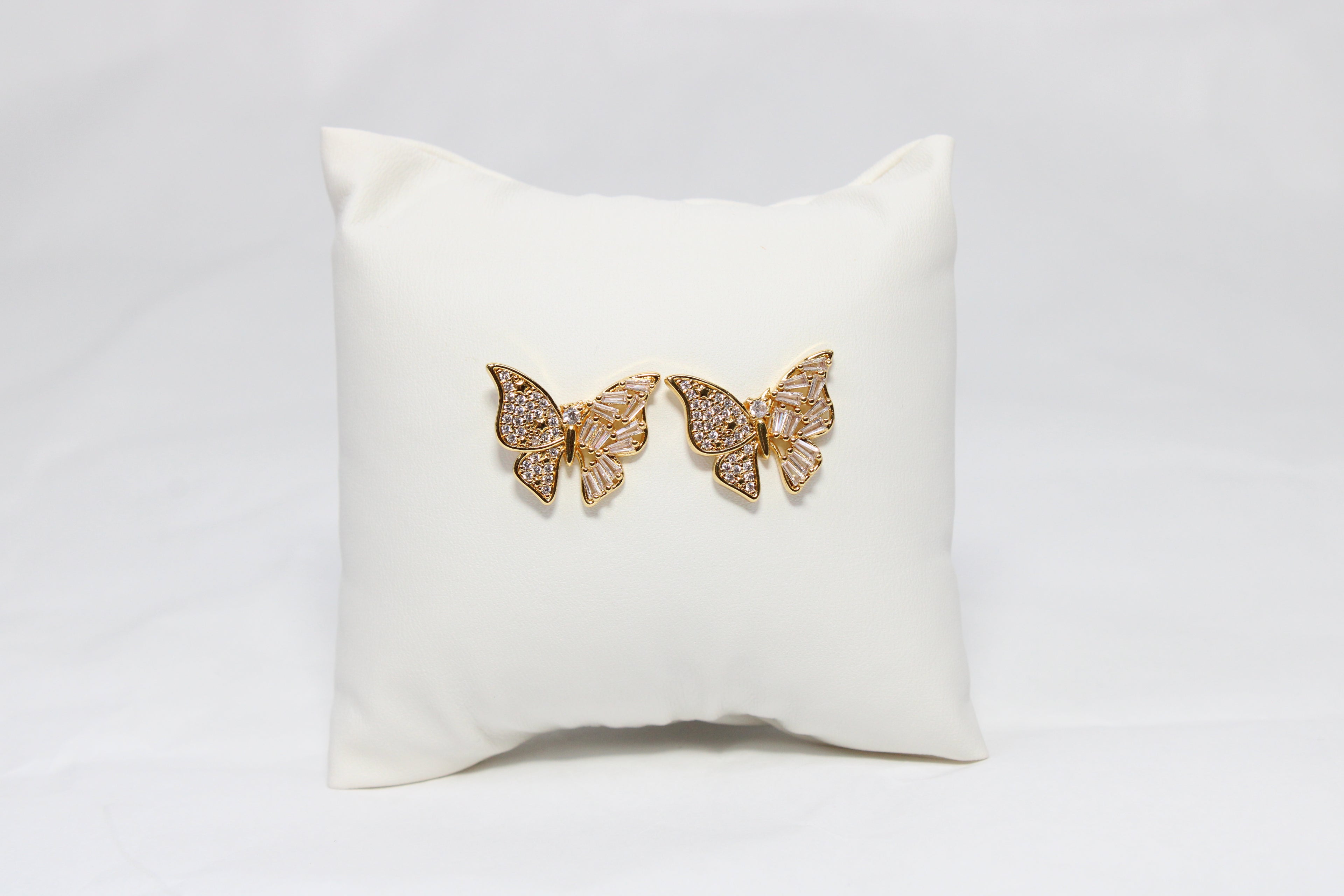 Butterfly Gleam Studs | 18K Gold-Filled Crystal Earrings | Stainless Steel