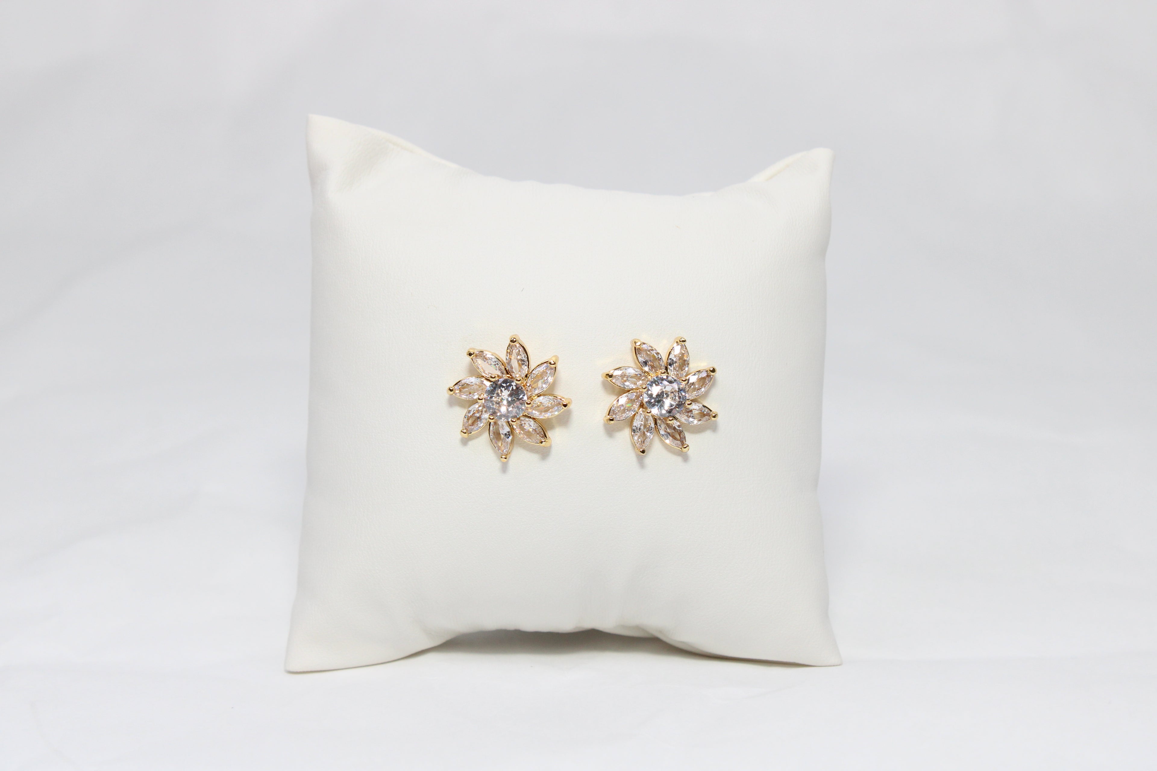 Sunburst Bloom Studs | 18K Gold-Filled Crystal Flower Earrings | Stainless Steel