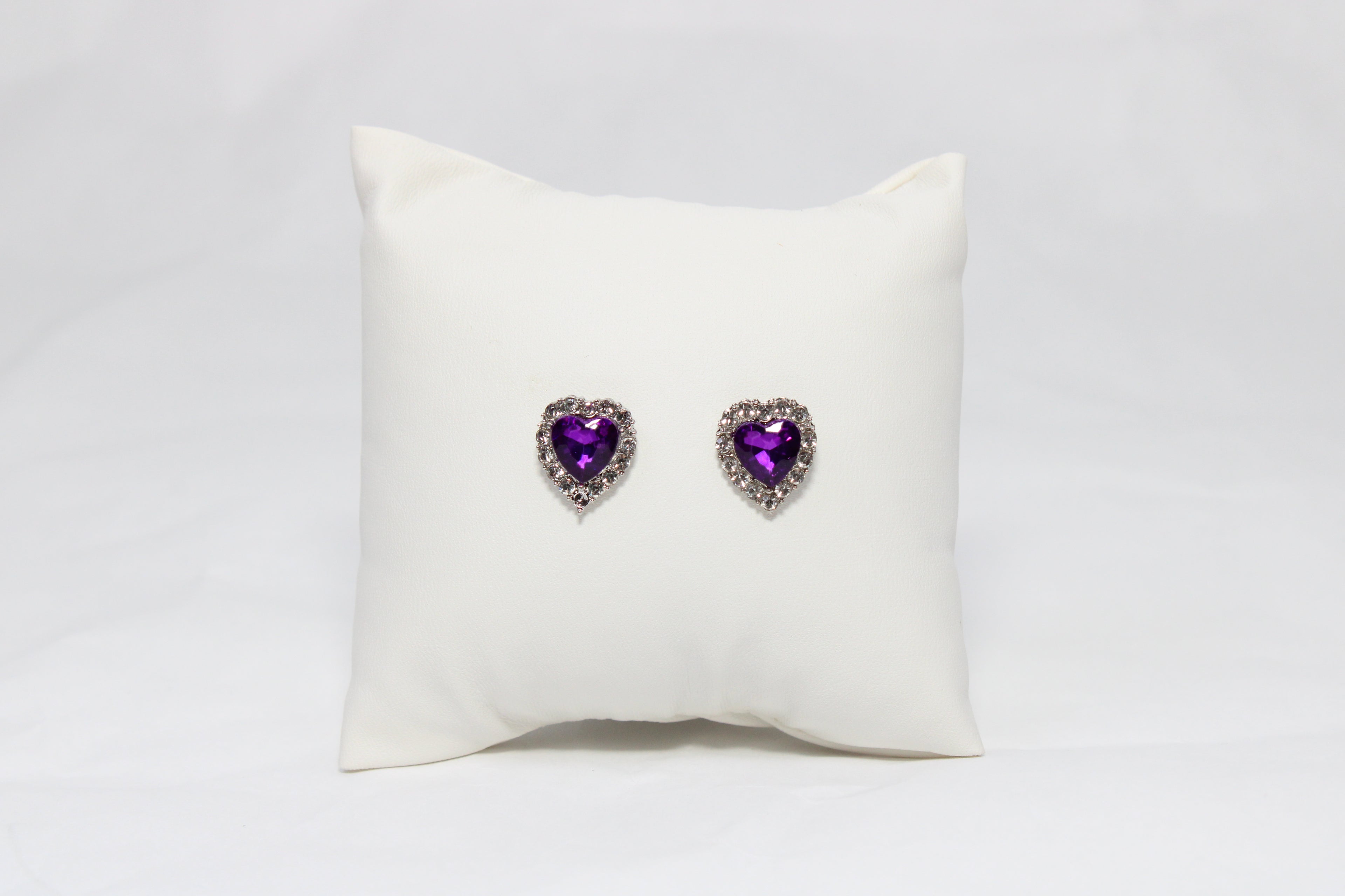 Violet Heart Halo Studs | 18K Gold-Filled Amethyst Crystal Earrings | Stainless Steel