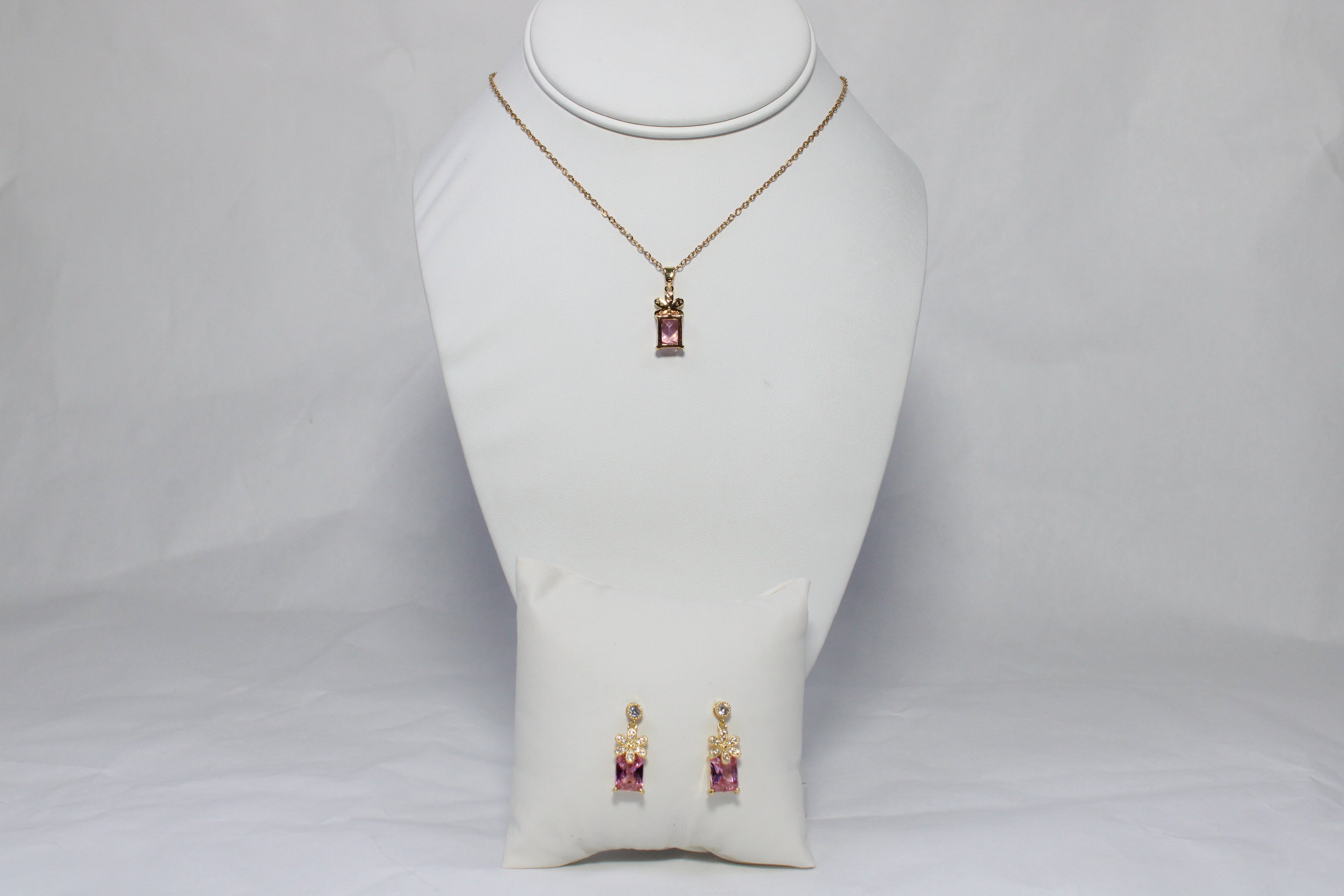 Pink Charm Gift Set | 18K Gold-Filled Bow Jewelry Set | Stainless Steel
