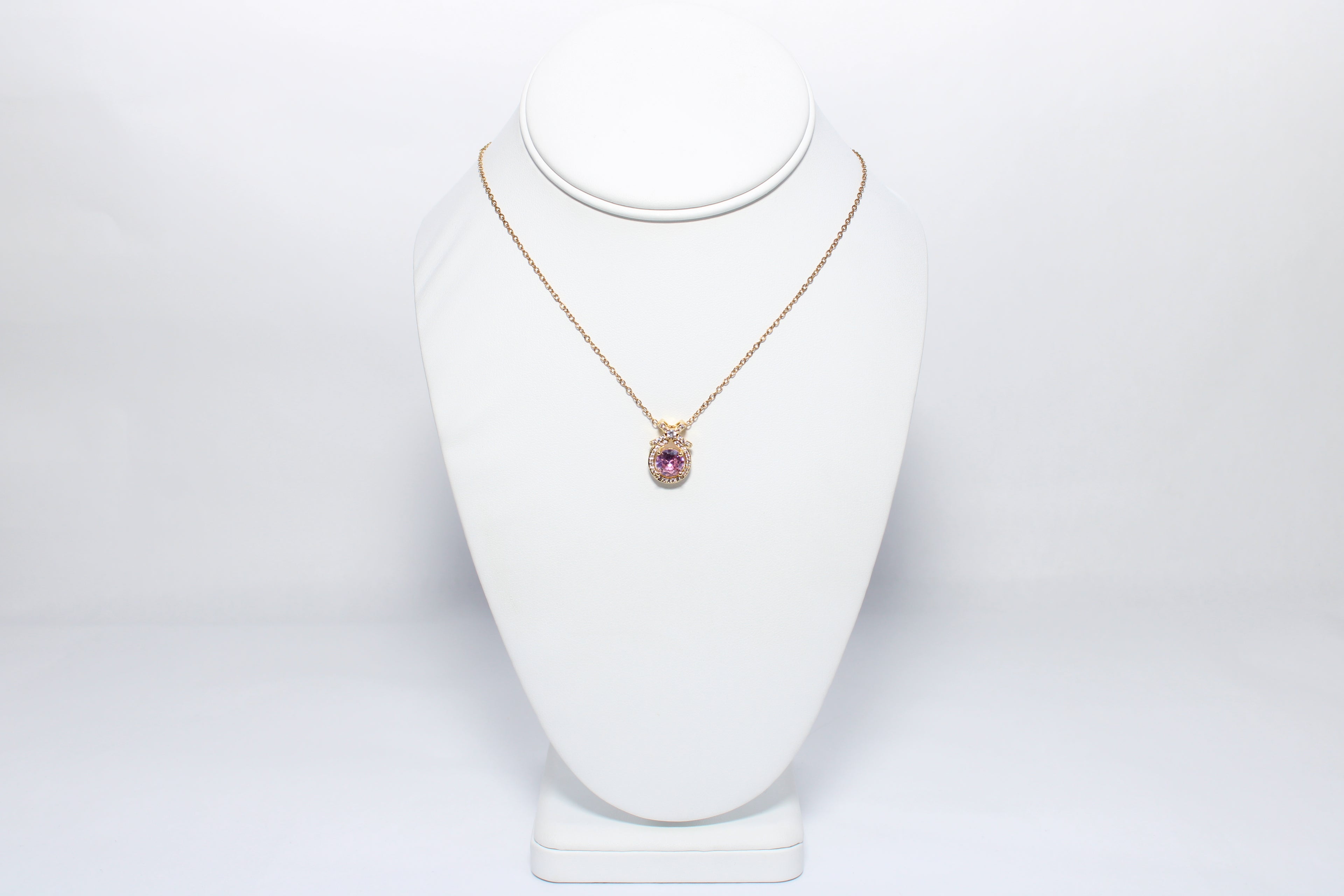 Velvet Bloom | 18K Gold-Filled Oval CZ Pendant Necklace | Stainless Steel