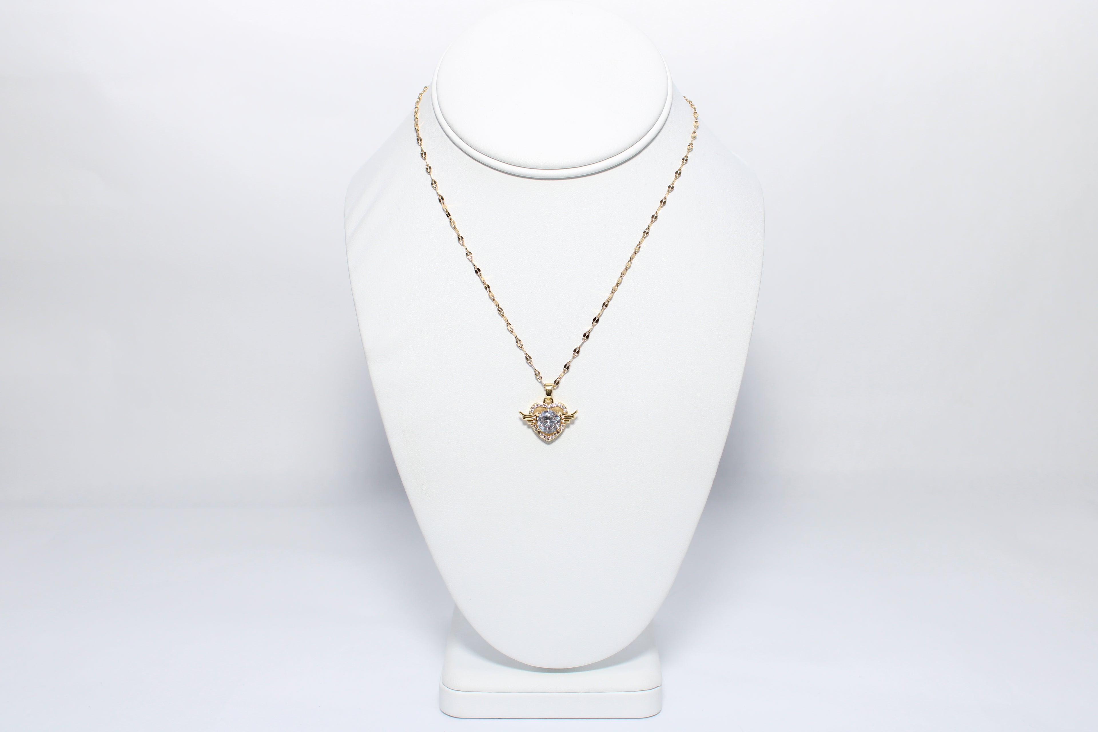 Sacred Whisper | 18K Gold-Filled Winged Heart CZ Necklace | Stainless Steel