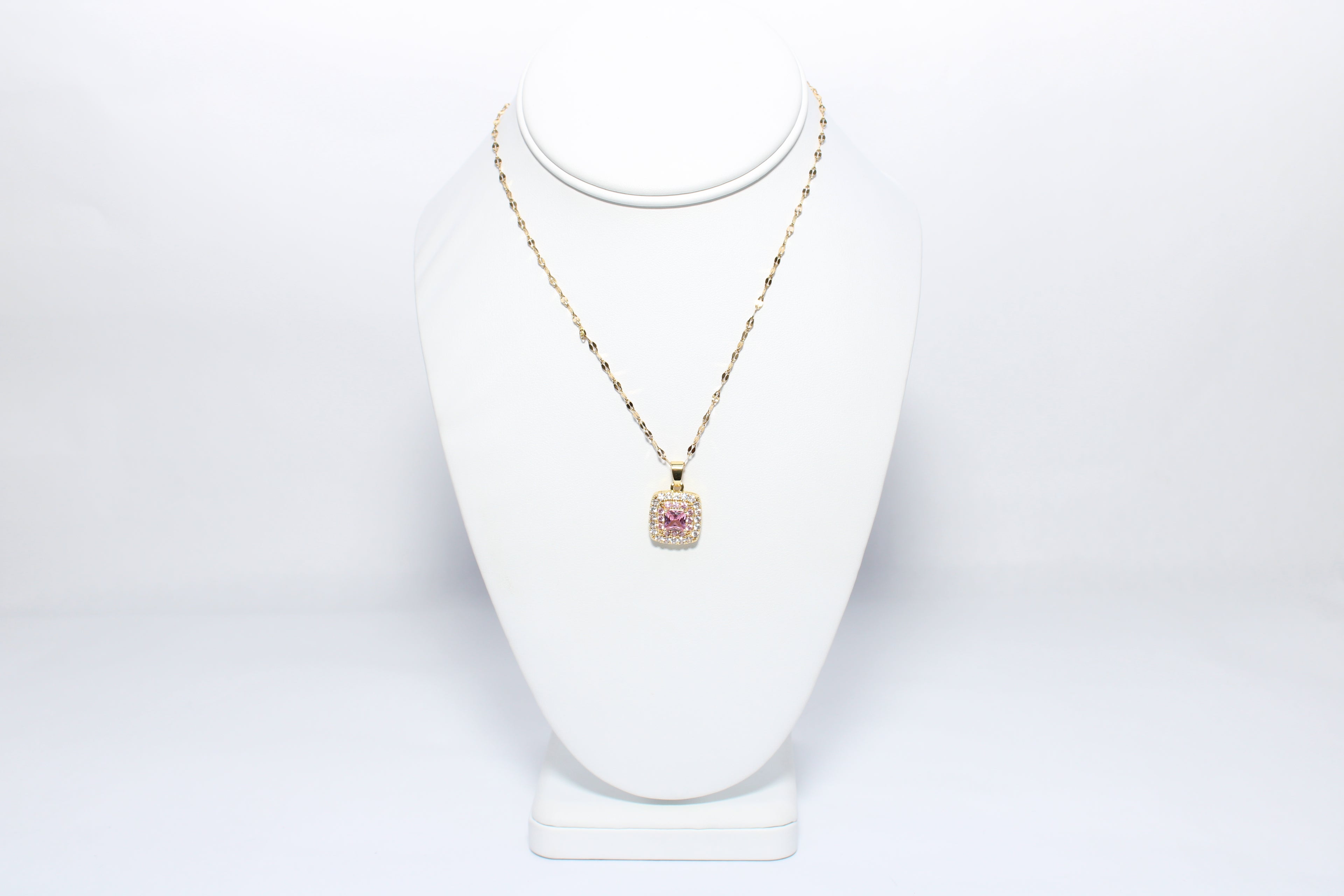 Charmed Glow | 18K Gold-Filled Pink CZ Pendant Necklace | Stainless Steel