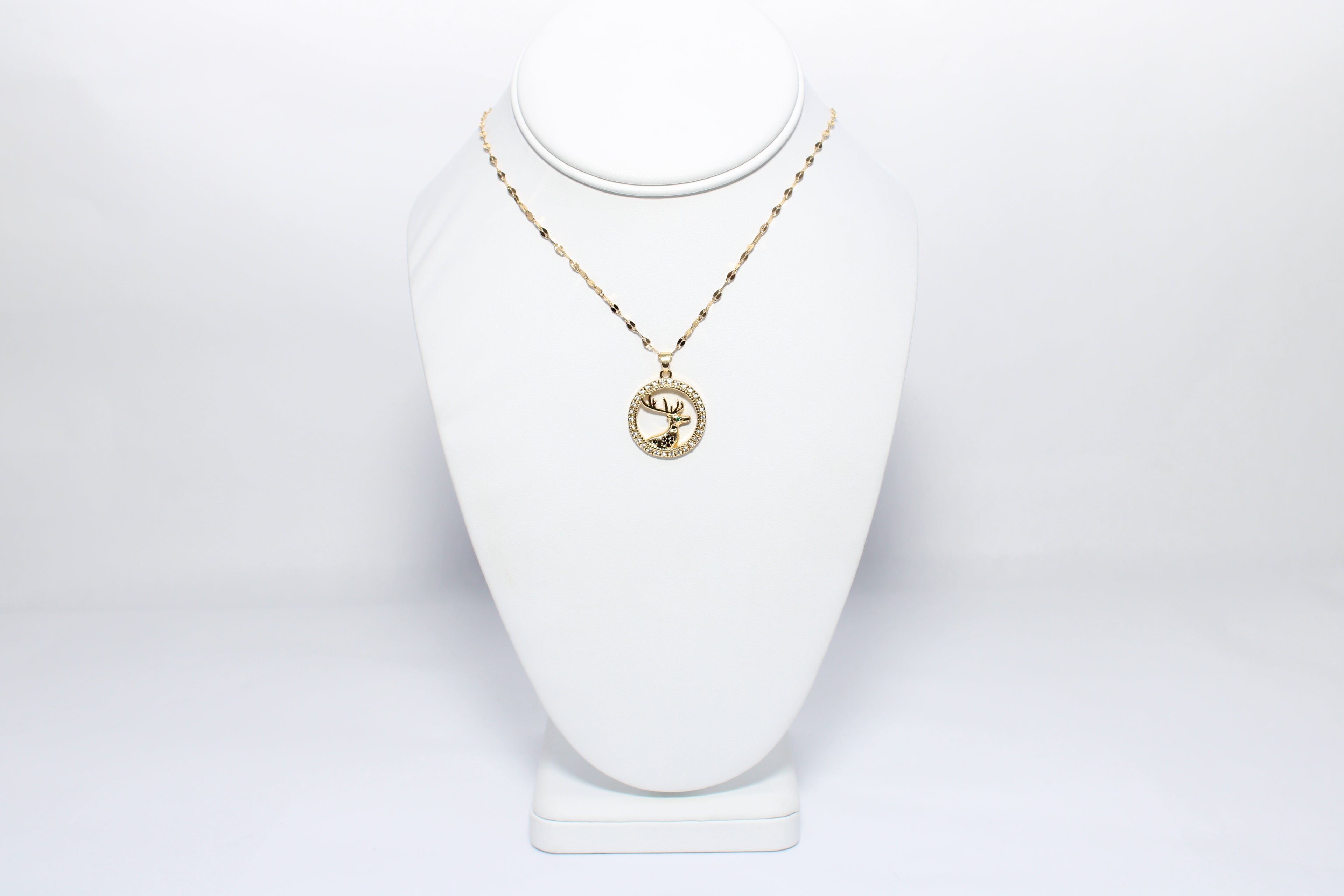 Infinity Loop | 18K Gold-Filled Oval Deer Necklace | Stainless Steel