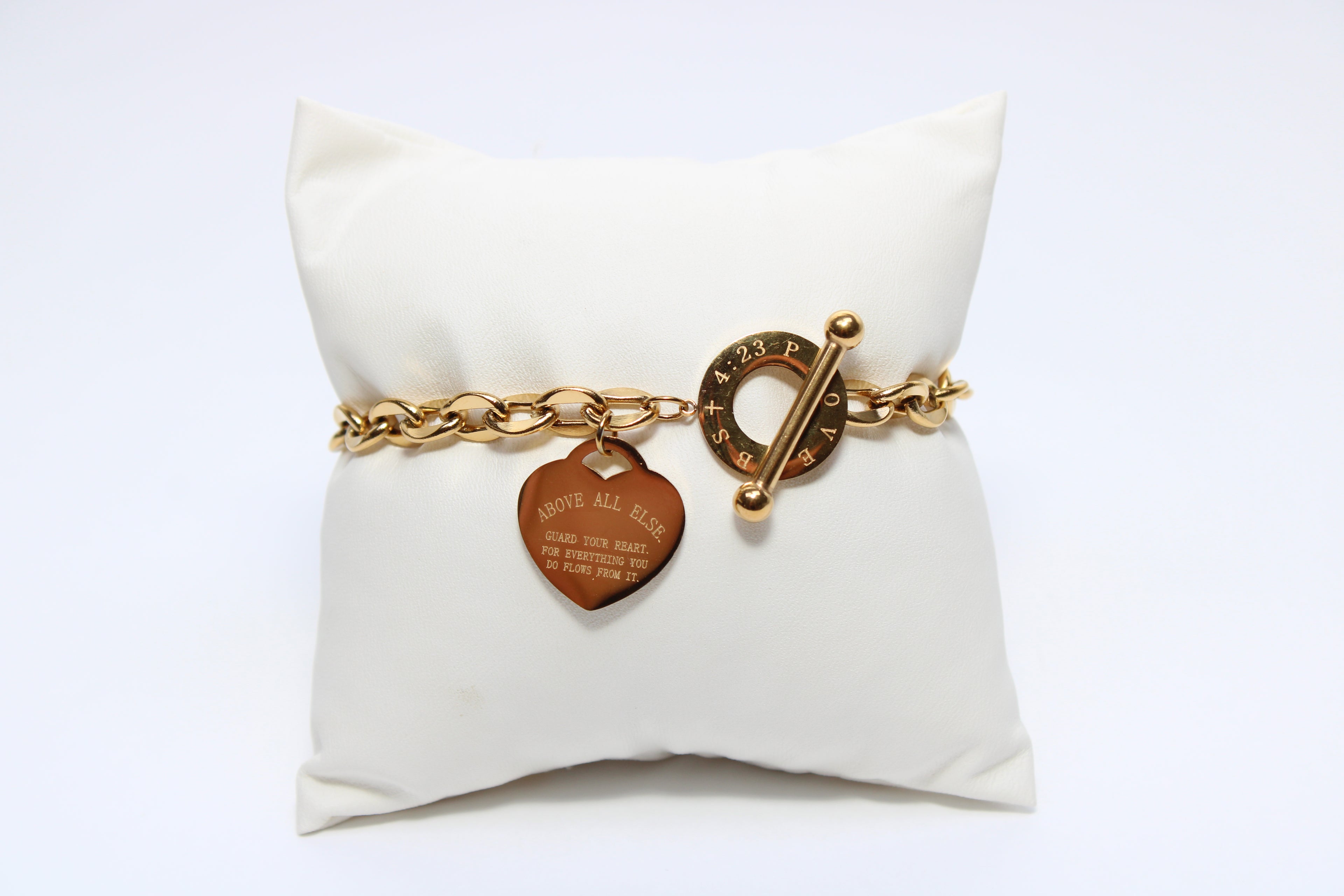 Classic Echo | 18K Gold-Filled Heart Tag Chain Bracelet | Stainless Steel