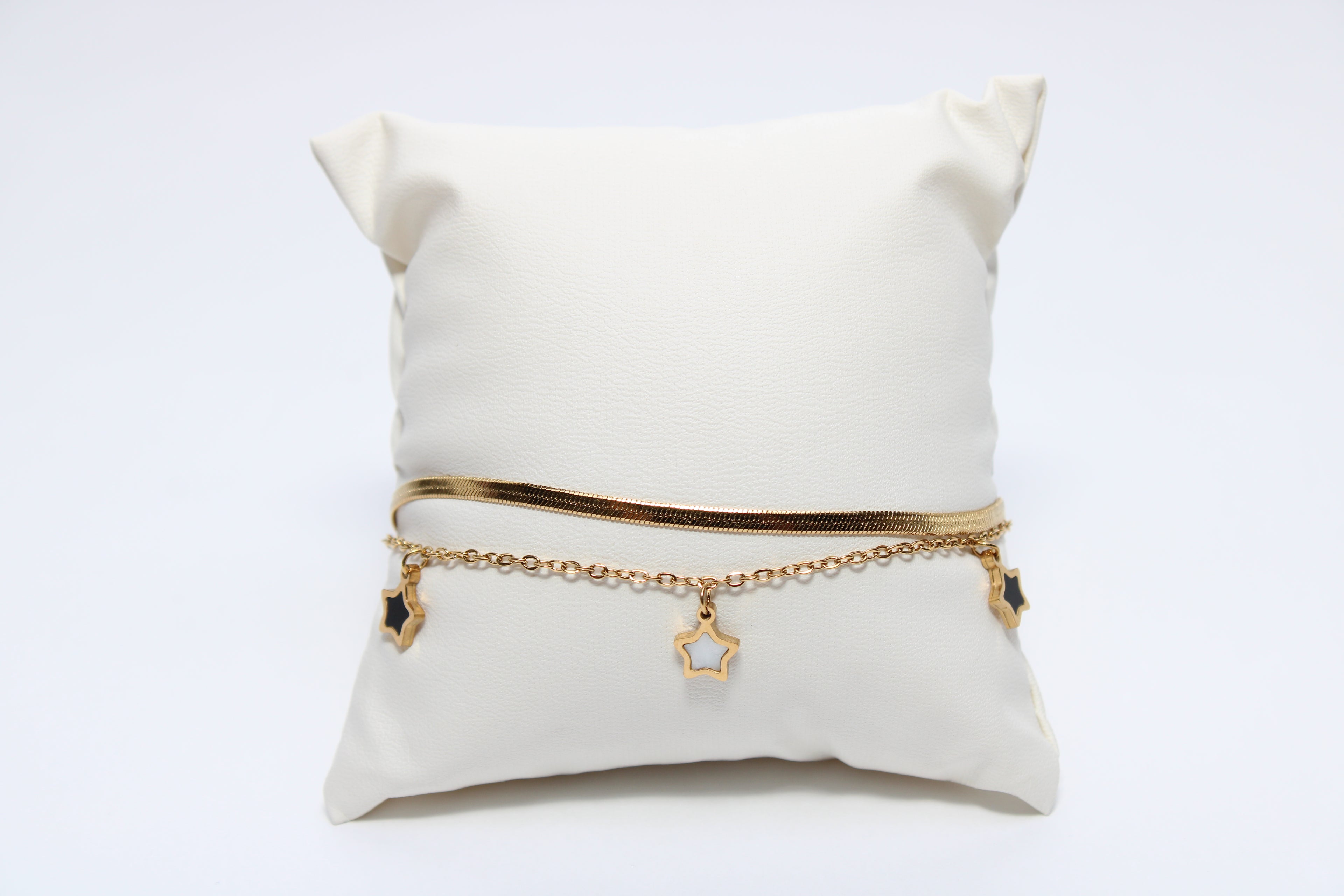Twilight Radiance | 18K Gold-Filled Double Chain Bracelet with Star Charms | Stainless Steel