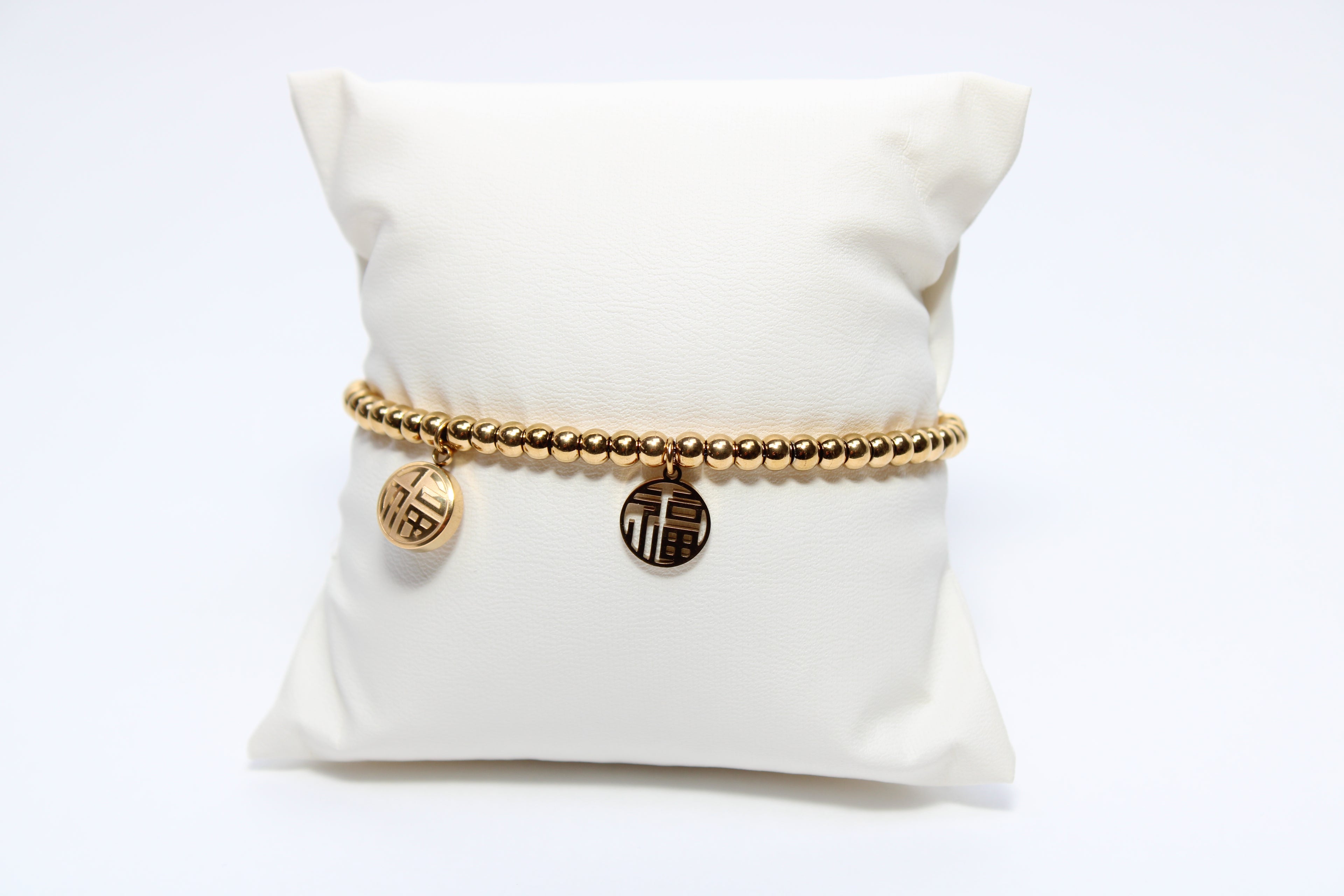Luminous Links | 18K Gold-Filled Beaded Bracelet with Charms | Stainless Steel
