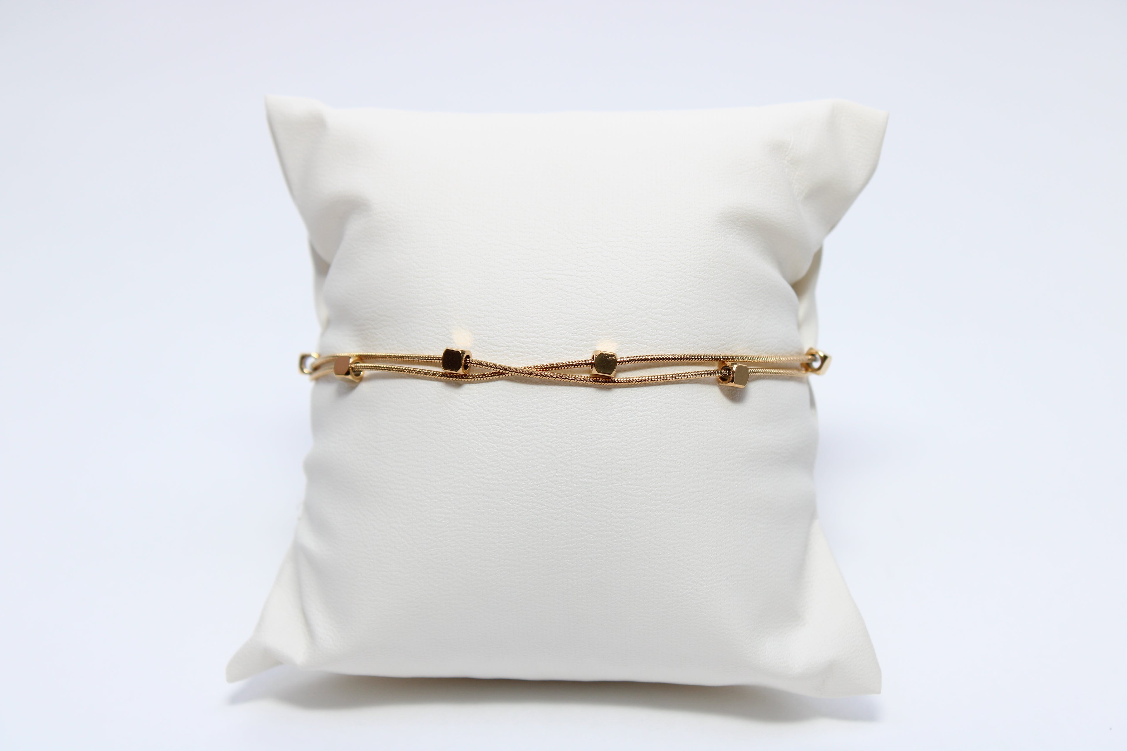 Golden Mirage | 18K Gold-Filled Multi-Strand Bracelet with Cube Accents | Stainless Steel