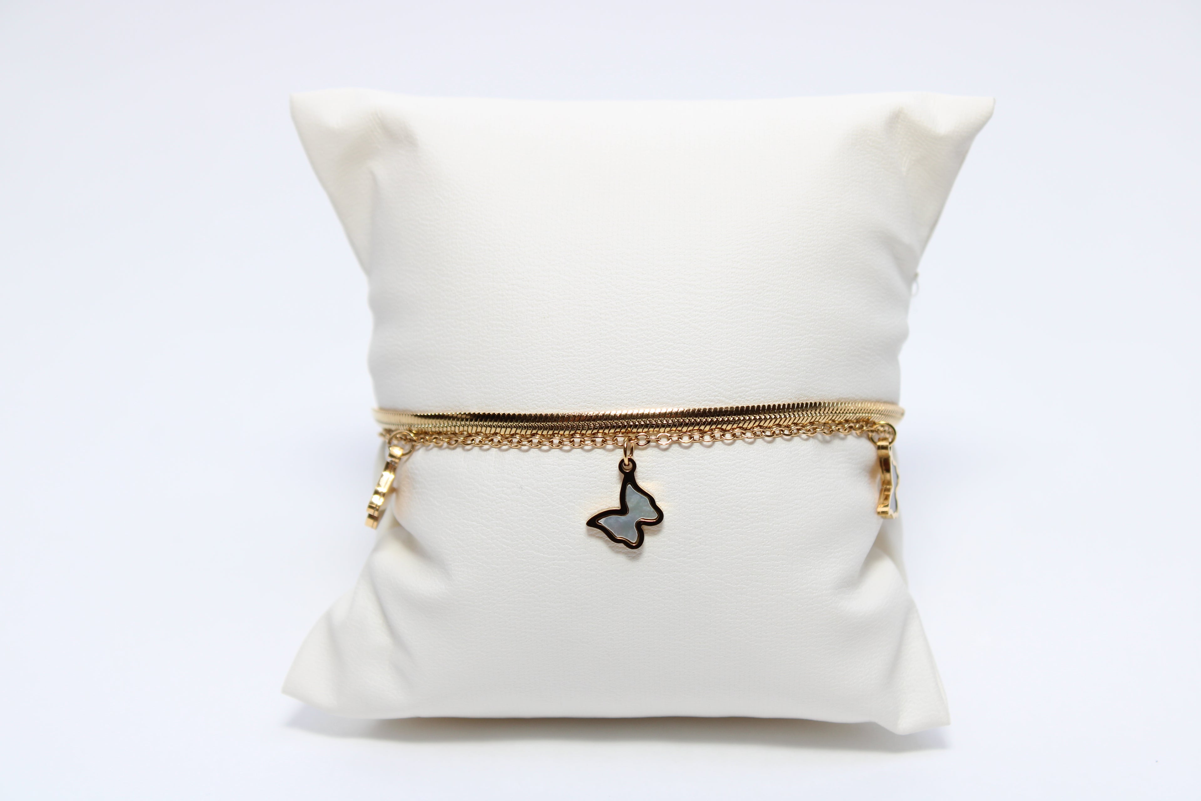 Infinite Soul | 18K Gold-Filled Double Chain Bracelet with Butterfly Charm | Stainless Steel
