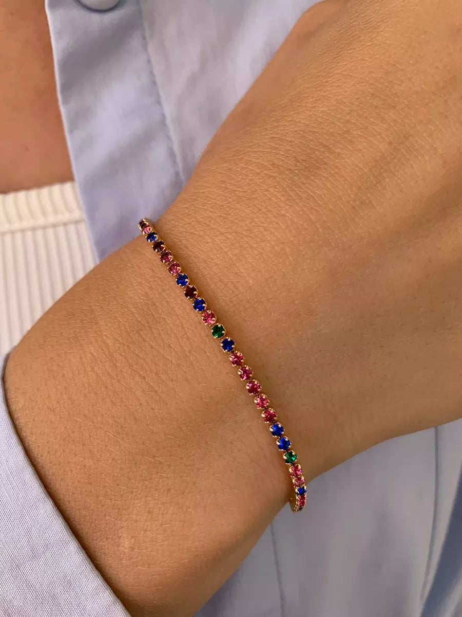 Eternal Flow | 18K Gold-Filled Multicolor CZ Bracelet | Stainless Steel