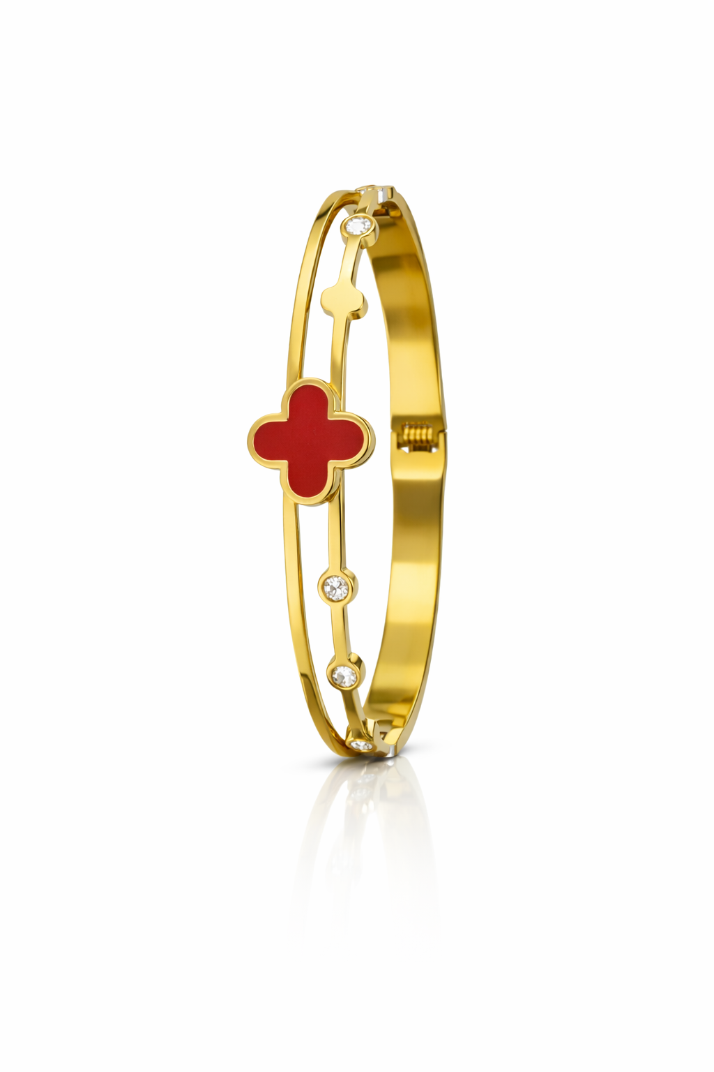 Gold-Filled Clover Bangle with CZ Stones