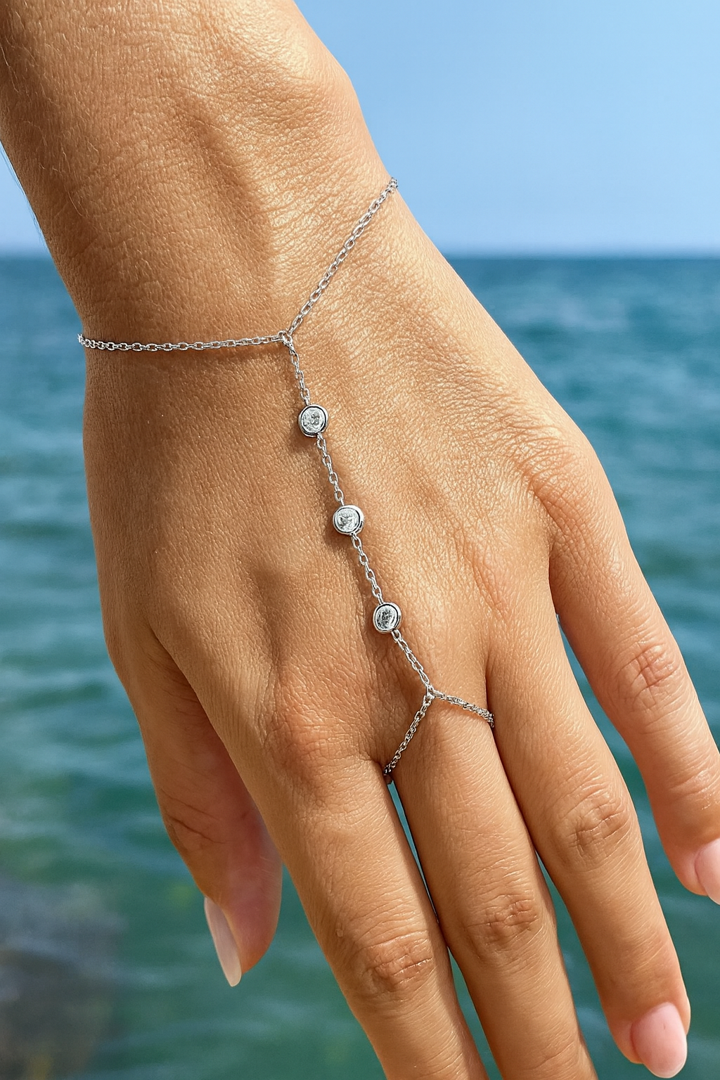 White Gold Filed Hand Chain