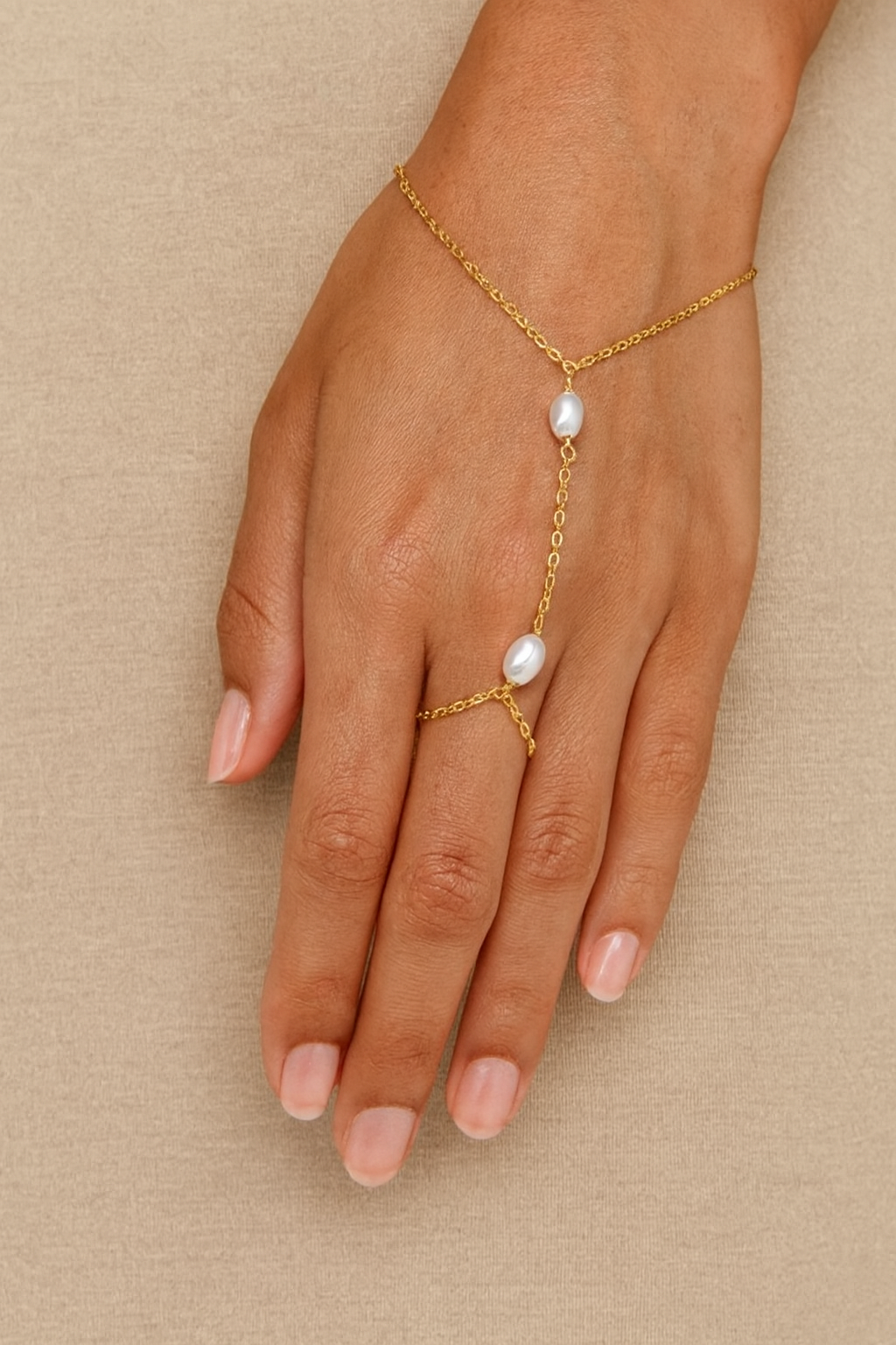 Gold Pearl Hand Chain