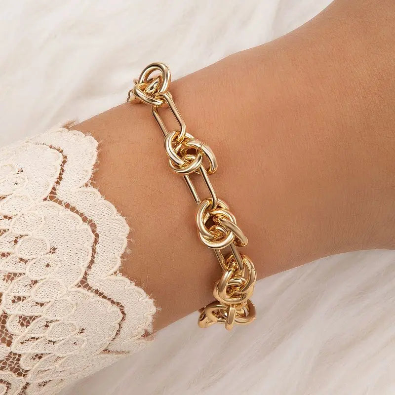 Nocturne Flow | 18K Gold-Filled Knotted Link Bracelet | Stainless Steel