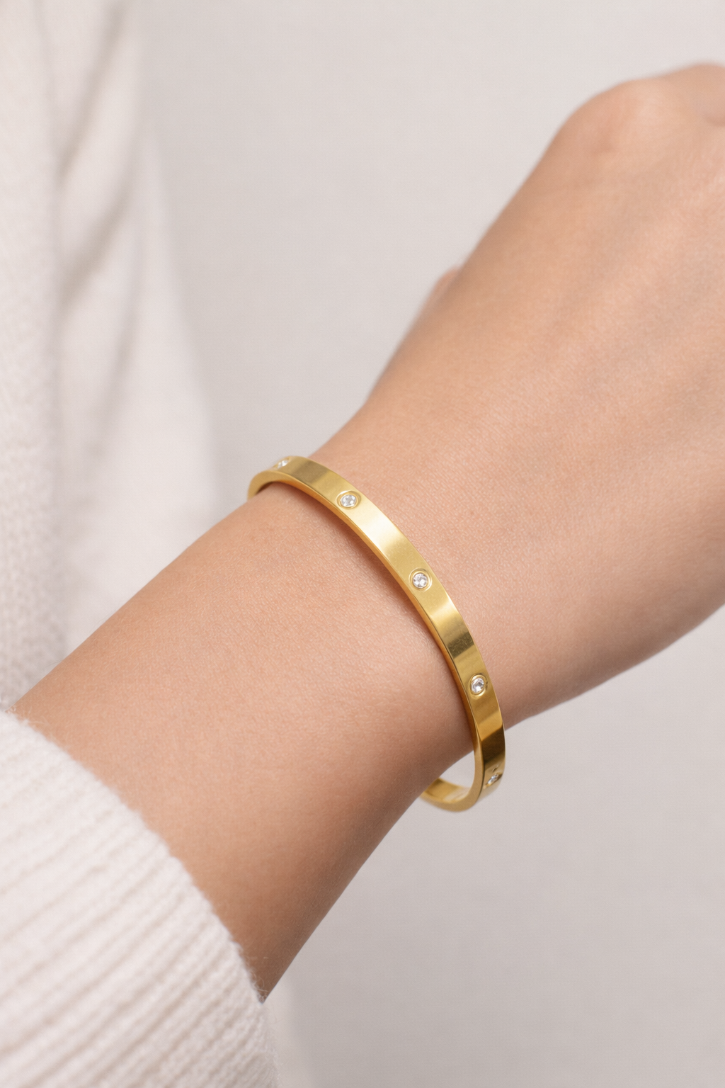 Elegant Gold Bangle with cz stones