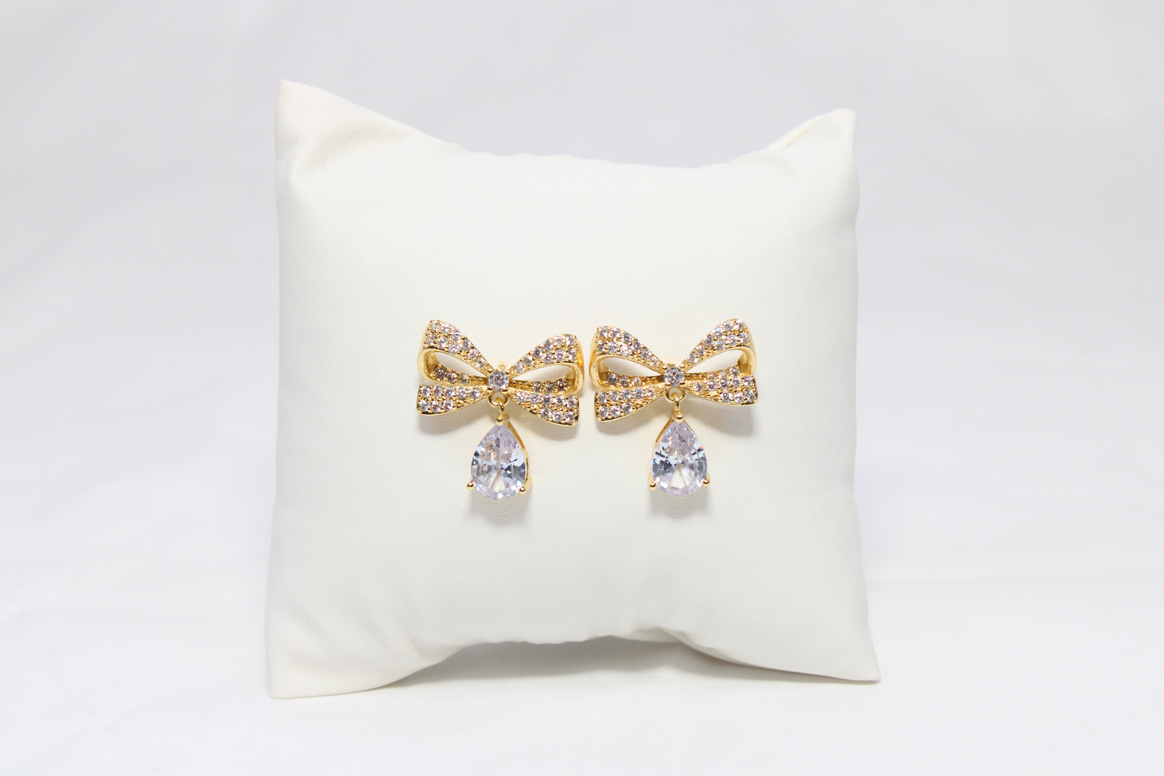 Glamour Bow Drops | 18K Gold-Filled Crystal Earrings | Stainless Steel