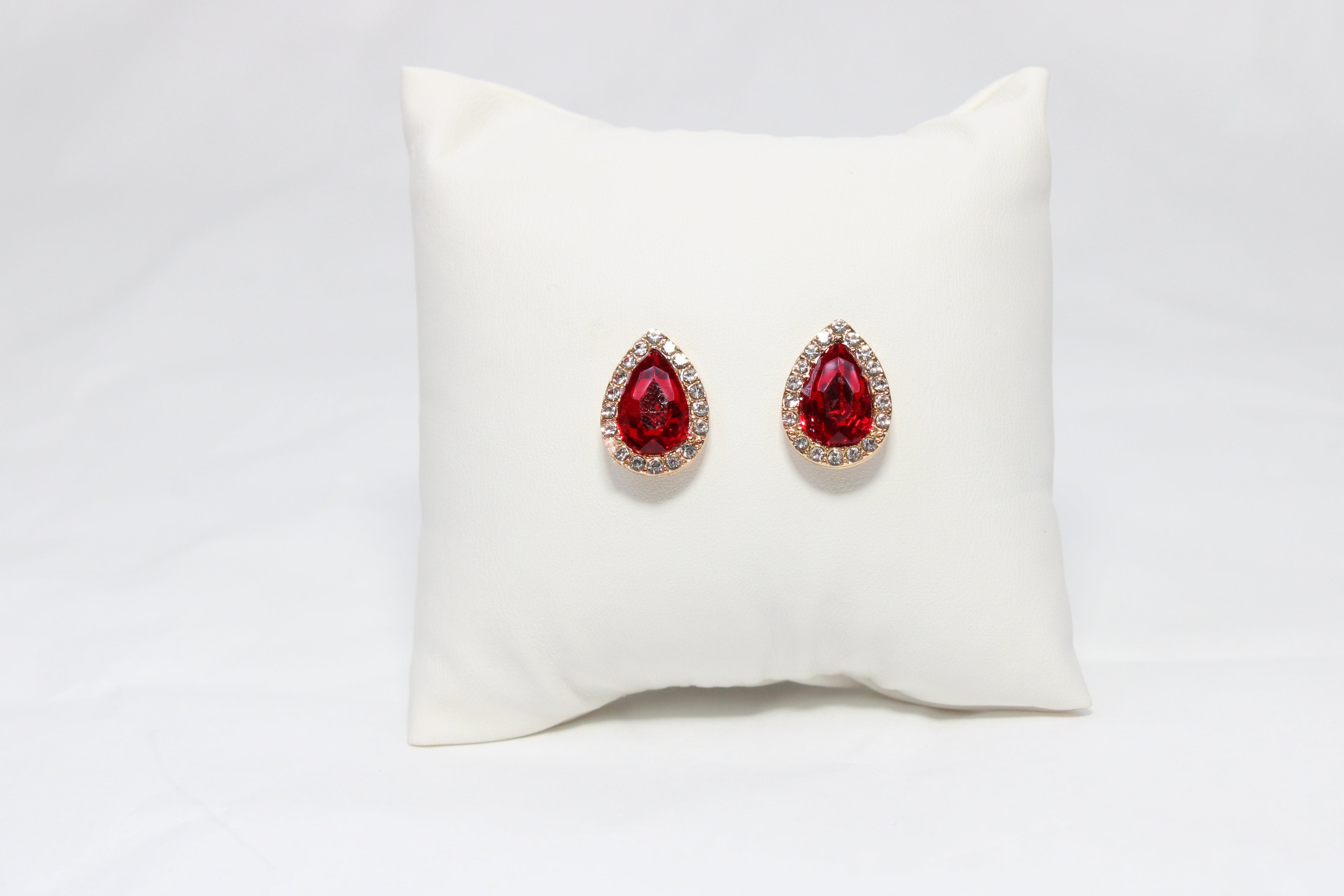 Crimson Flame Studs | 18K Gold-Filled Red Teardrop Earrings | Stainless Steel