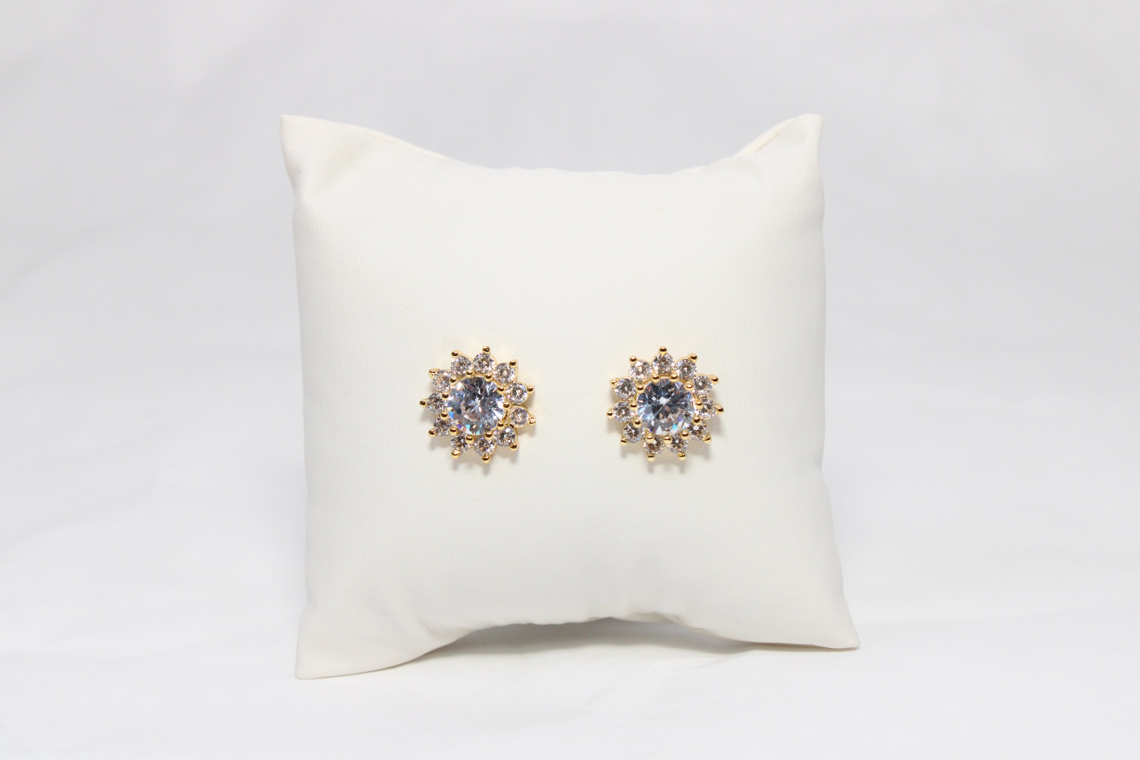 Radiant Halo Studs | 18K Gold-Filled Classic Crystal Earrings | Stainless Steel