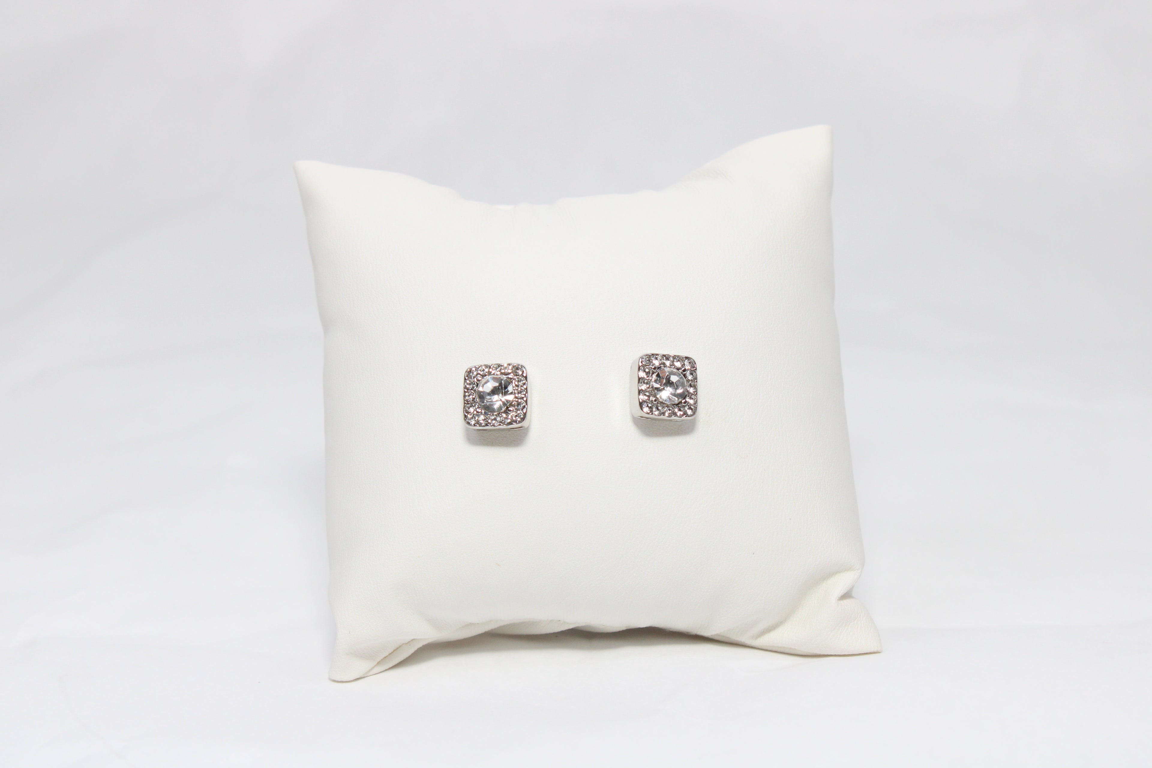 Classic Halo Square Studs | 18K Gold-Filled Crystal Earrings | Stainless Steel