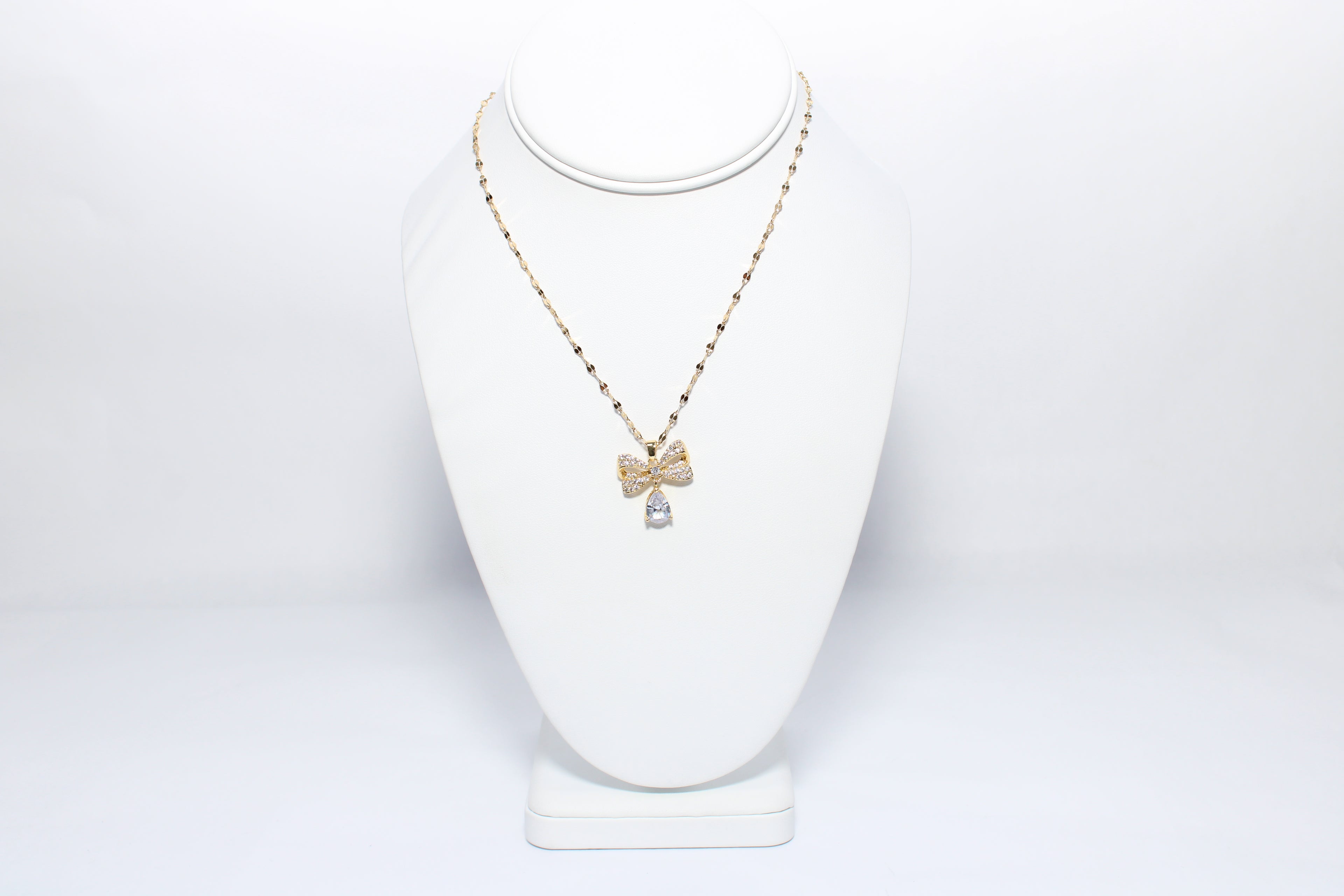 Crown Jewel | 18K Gold-Filled Bow Pendant Necklace | Stainless Steel