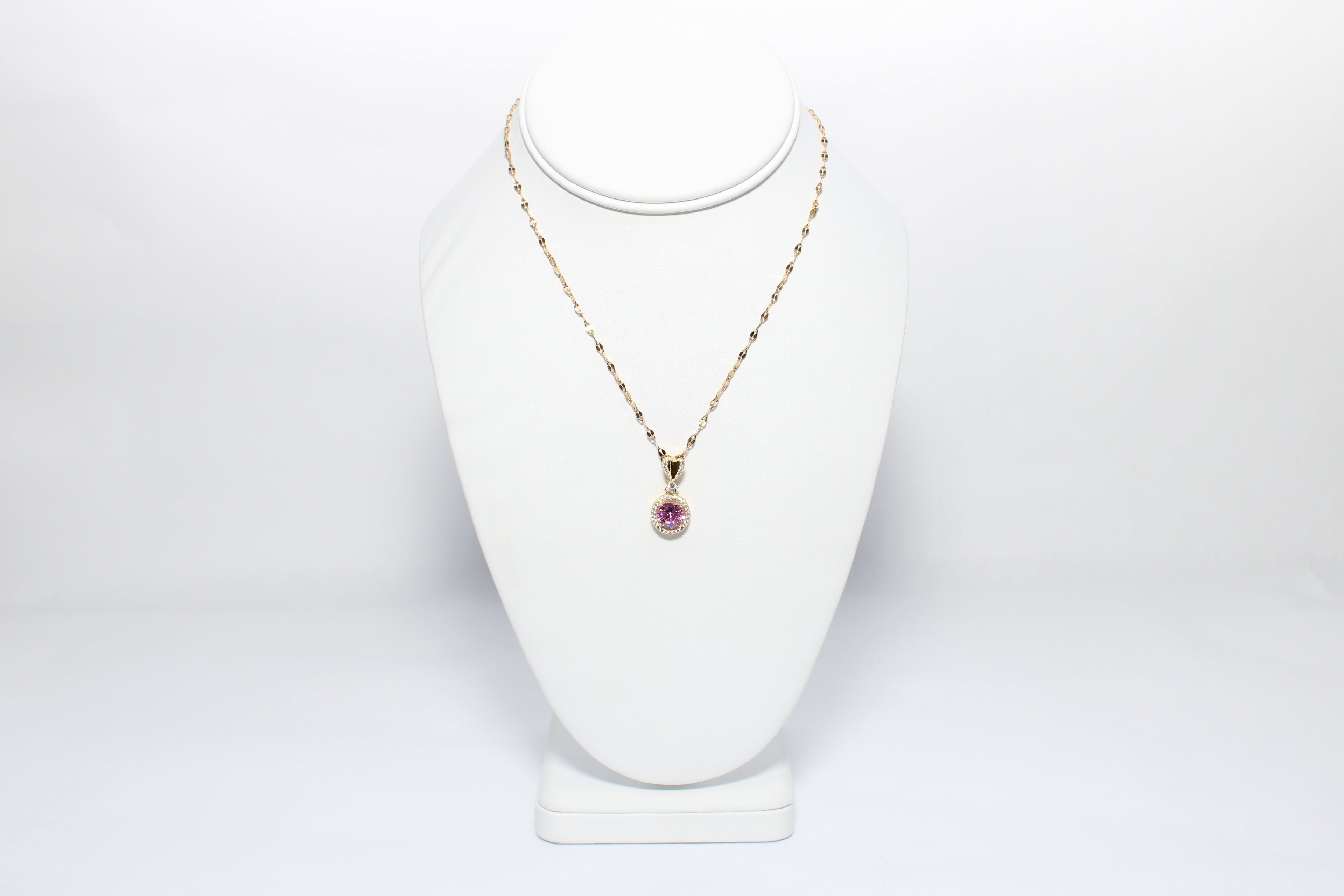 Radiant Dream | 18K Gold-Filled Pink CZ Pendant Necklace | Stainless Steel
