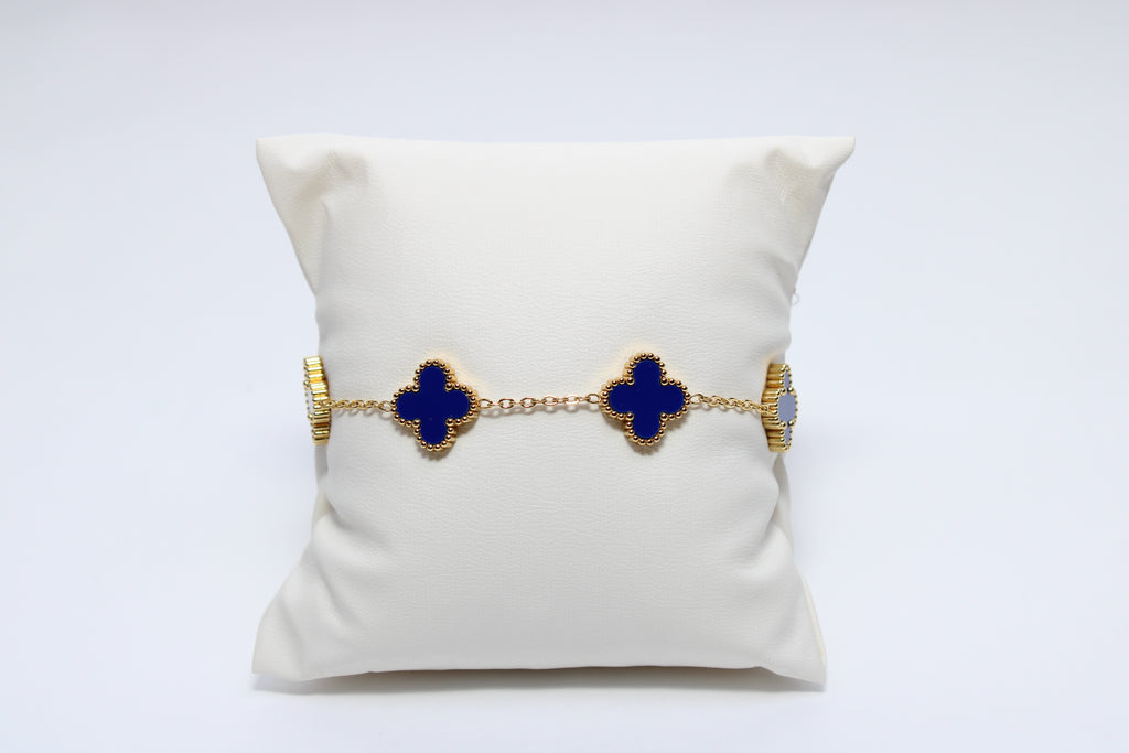 Whisper Chain | 18K Gold-Filled Blue Clover Bracelet | Stainless Steel