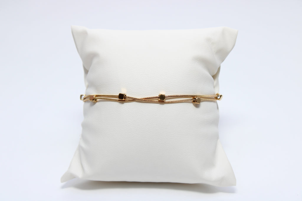 Golden Mirage | 18K Gold-Filled Multi-Strand Bracelet with Cube Accents | Stainless Steel