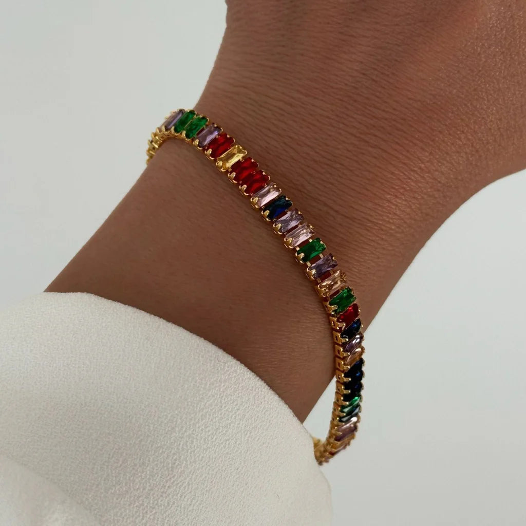 Ocean Wave | 18K Gold-Filled Iridescent CZ Bracelet | Stainless Steel