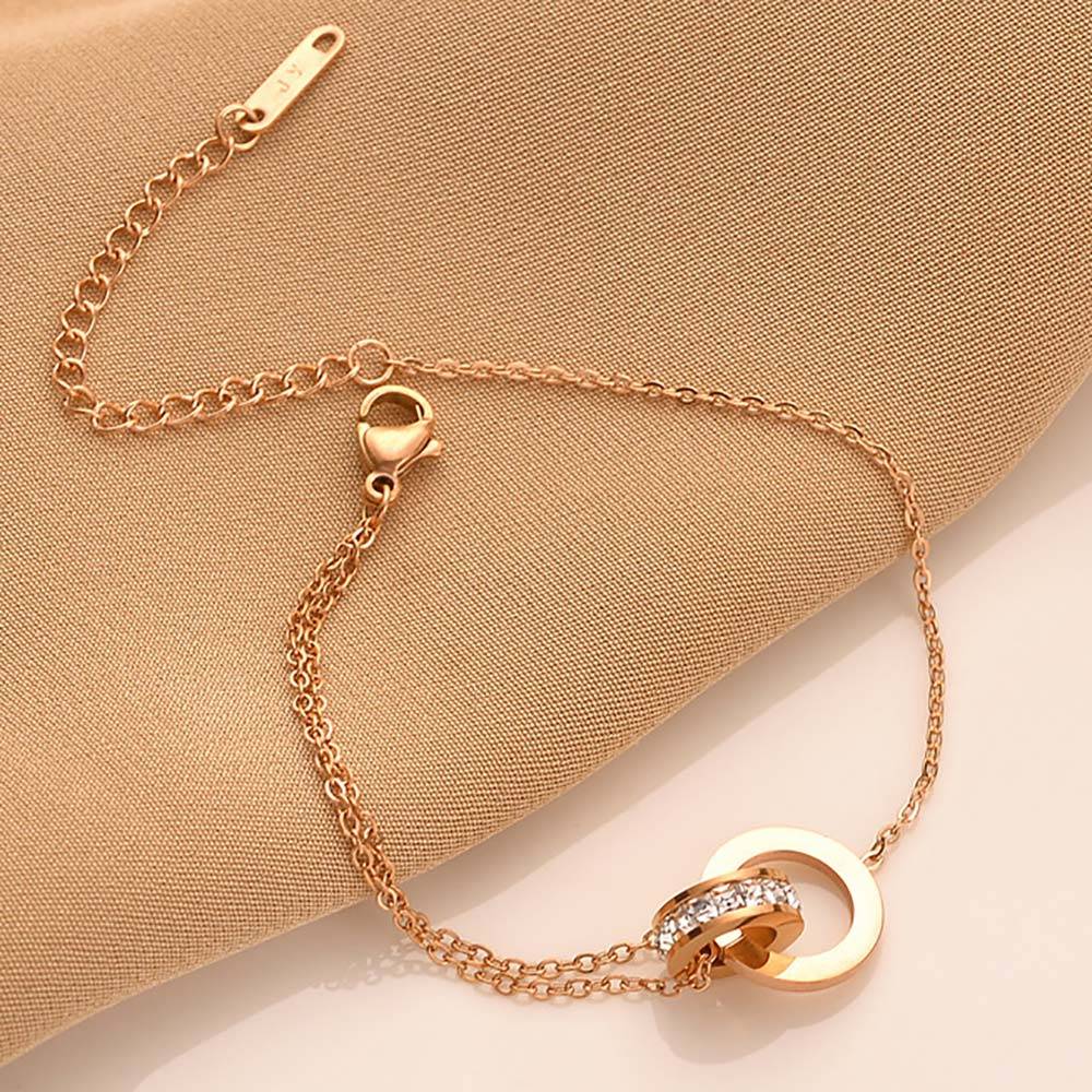 Serene Crown | Rose Gold Double Chain Circle Bracelet