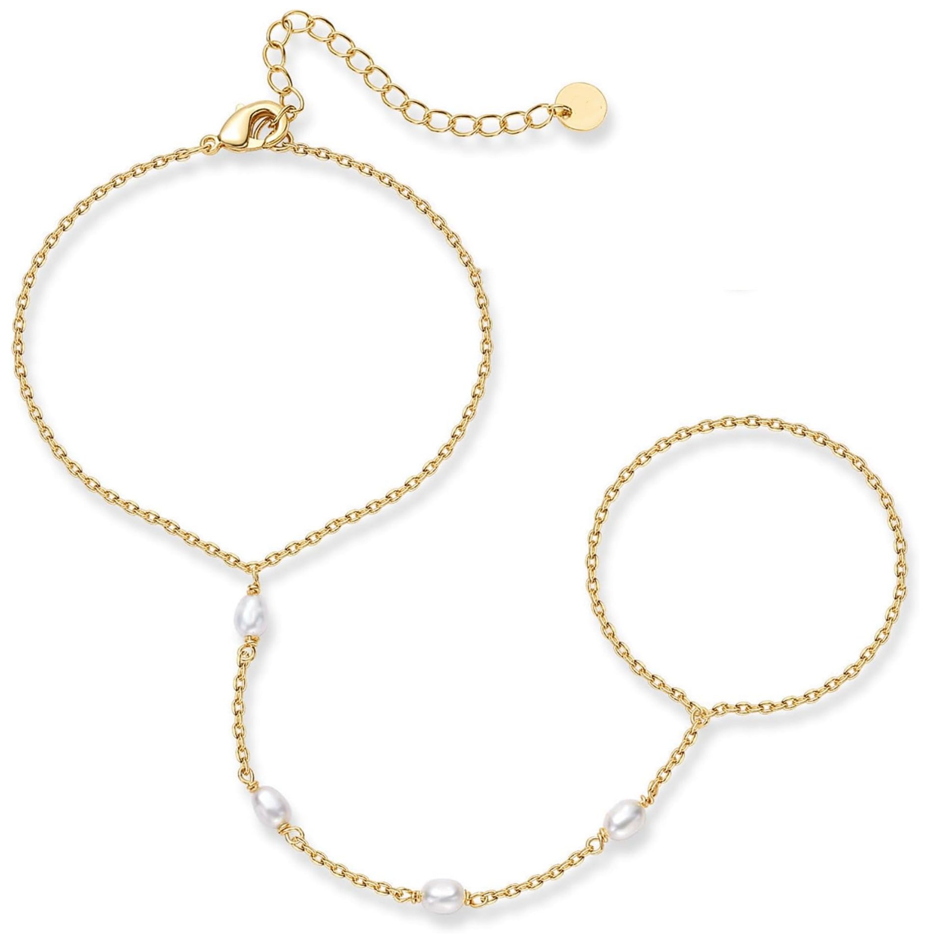 Gold Pearl Hand Chain