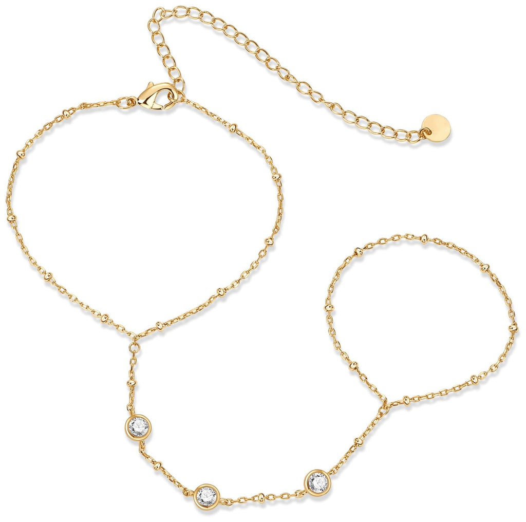 Gold Cubic Zirconia Hand Chain