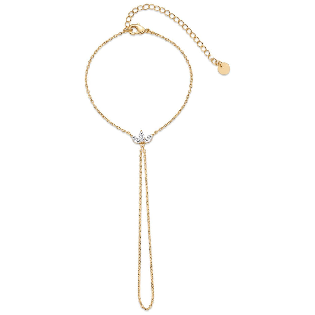 Gold Flower Cubic Zirconia Hand Chain